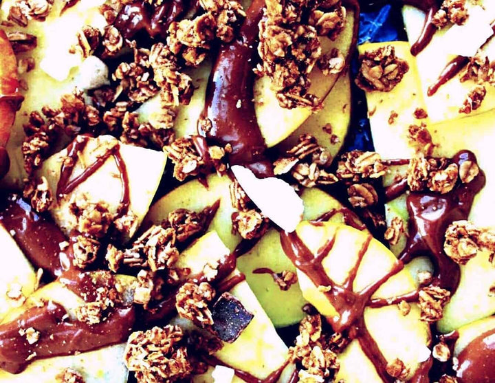 Dark Chocolate almond Butter Apple Bites